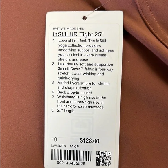 lululemon Rust Instill 25” Leggings. Size 10. NWT